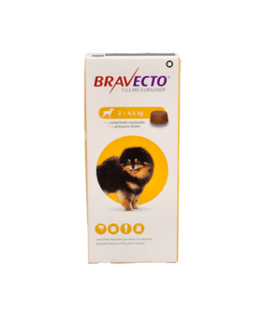 BRAVECTO PERROS 112MG 2-4.5KG 1CP MSD – foto del producto cada bravecto perros
