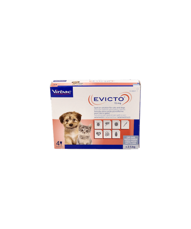 EVICTO 15 MG PERRO GATO -2.5K 4PI VIRBAC – foto del producto cada evicto perro