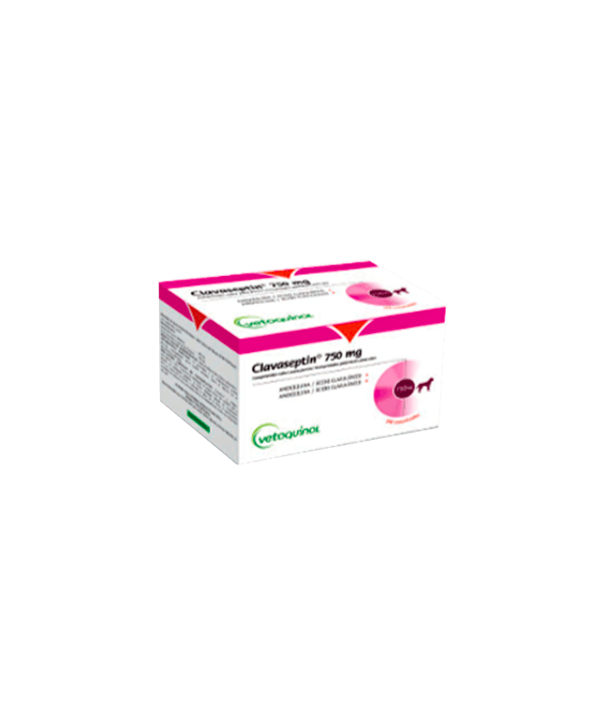 CLAVASEPTIN 750 MG 100C PERRO VETOQUINOL – foto del producto cada clavaseptin 750