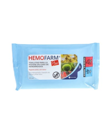 HEMOFARM PLUS TOALLITAS SOBRE 20 UD – foto del producto cada hemofarm plus