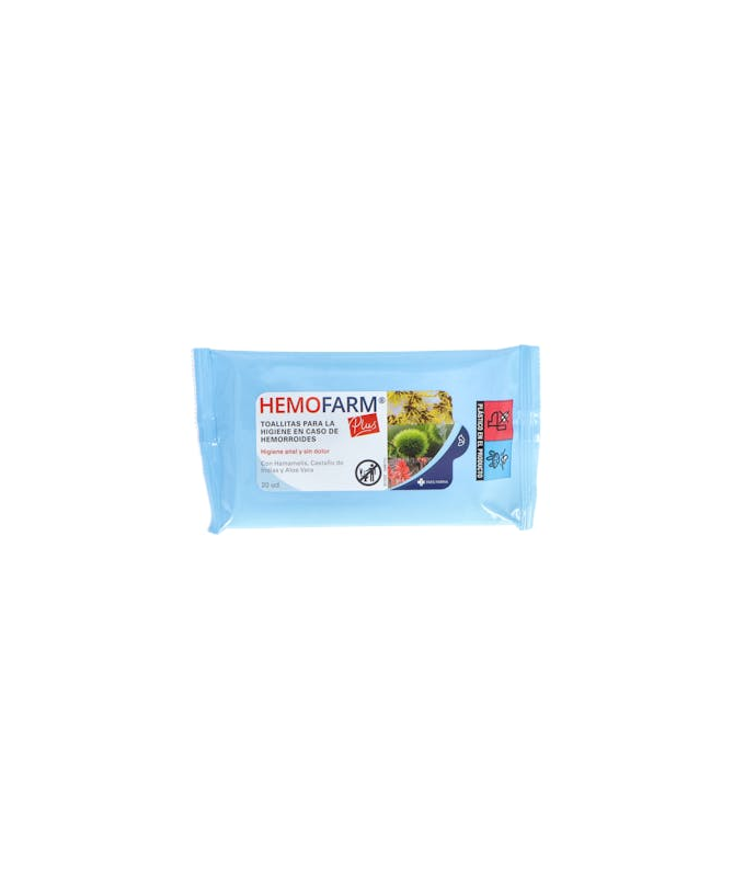 HEMOFARM PLUS TOALLITAS SOBRE 20 UD – foto del producto cada hemofarm plus