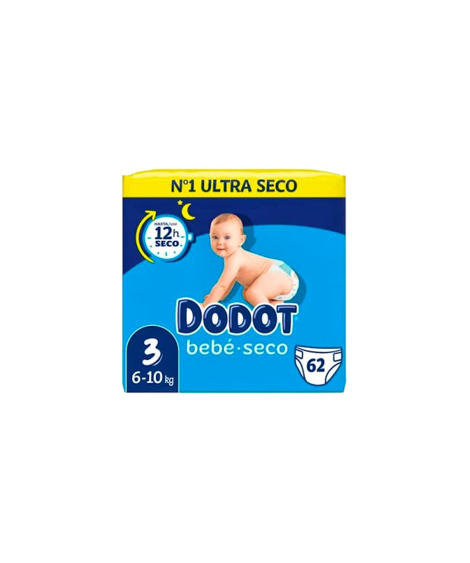 PAÑAL DODOT BEBE SECO T3 6-10 KG 62 UDS – foto del producto cada pañal dodot