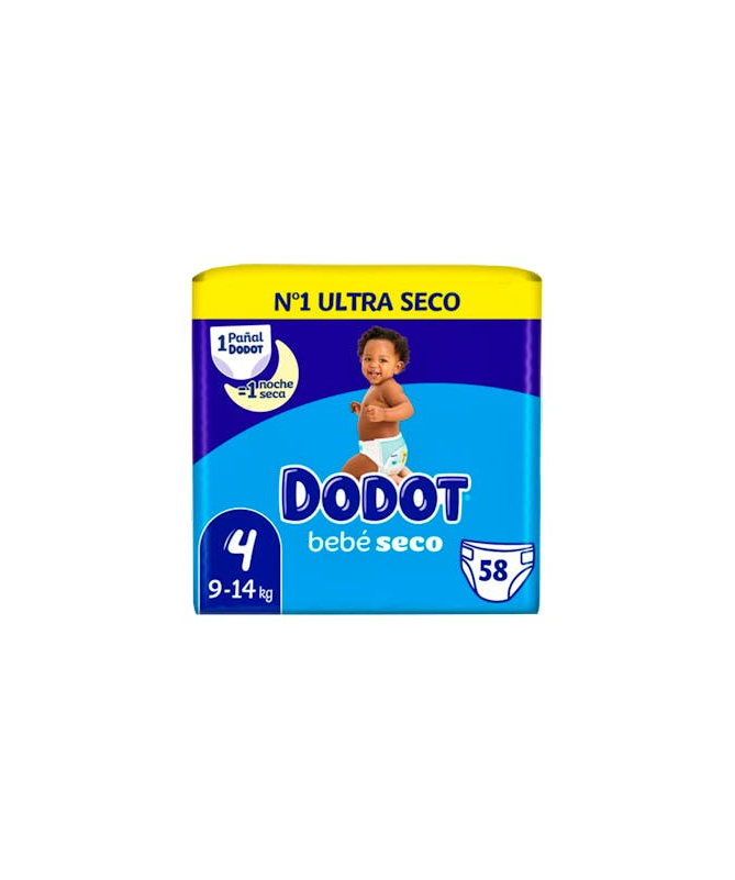 PAÑAL DODOT BEBE SECO T4 10-15 KG 62 UDS – foto del producto cada pañal dodot
