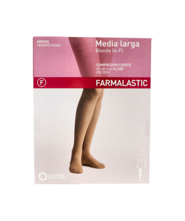 MEDIA LARGA FARMALASTIC FUERTE BLON REIN – foto del producto media larga farmalastic