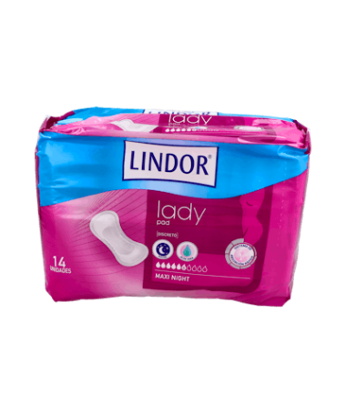 LINDOR LADY PAD MAXI NIGHT 6 GOTAS 14 UN – foto del producto lindor lady pad