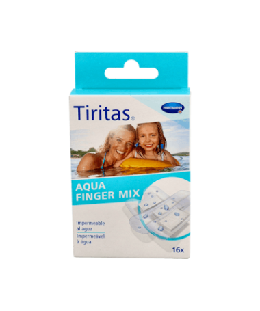 TIRITAS AQUA FINGER SURTIDO 3 TAMAÑO 16U – foto del producto cada tiritas aqua