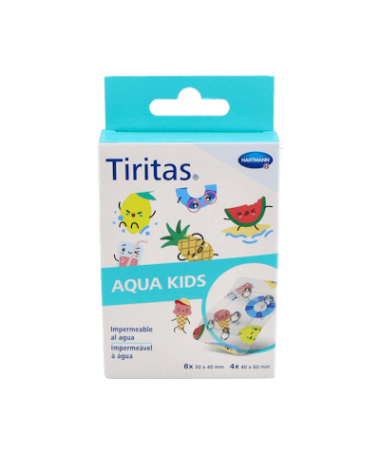 TIRITAS AQUA KIDS SURTIDO 2 TAMAÑOS 12UD – foto del producto cada tiritas aqua