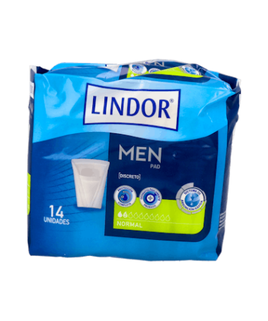 LINDOR MEN PAD NORMAL 2 GOTAS 14 UN – foto del producto lindor men pad