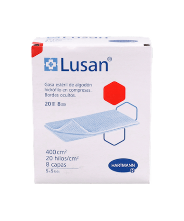 COMPRESAS GASA ESTERIL LUSAN 25 UND – foto del producto cada compresas gasa