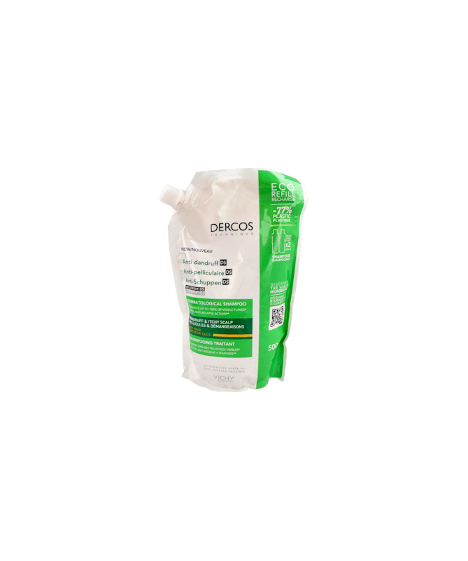 DERCOS CHAMPU ANTICASPA SECA ECOREFILL – foto del producto cada dercos champu