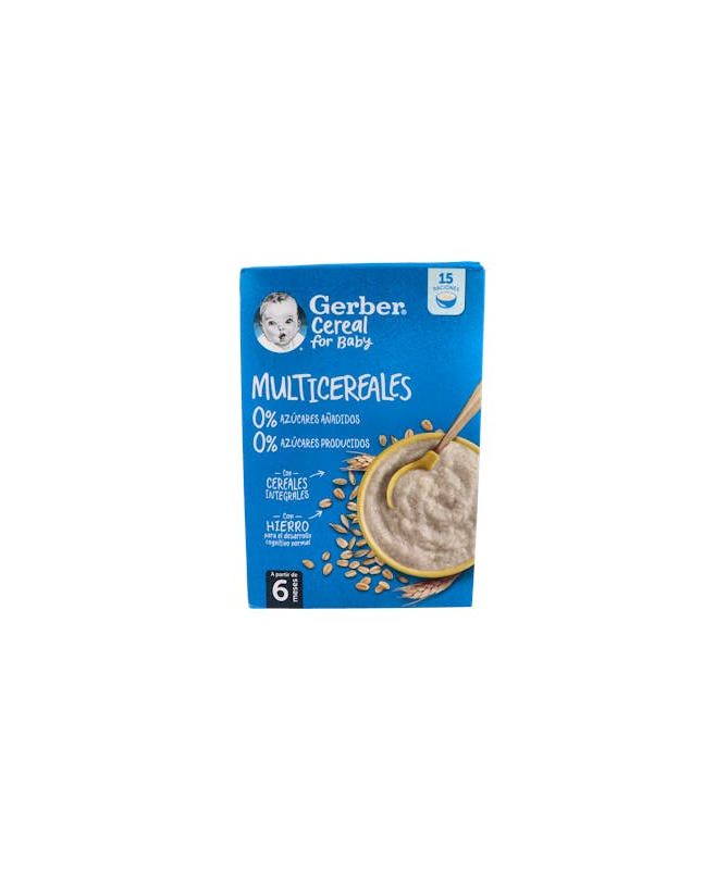 GERBER MULTICEREALES 0% S/AZUCARES 270GR – foto del producto cada gerber multicereales