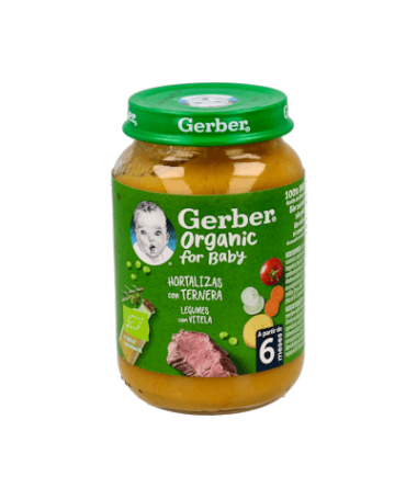 GERBER ORG HORTALIZAS TERNERA 190G – foto del producto cada gerber org