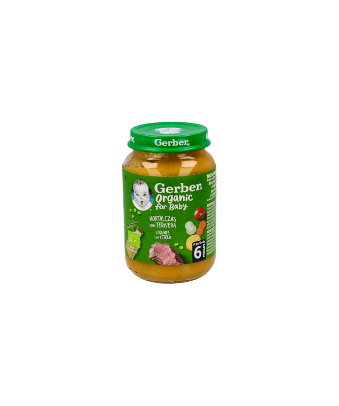 GERBER ORG HORTALIZAS TERNERA 190G – foto del producto cada gerber org