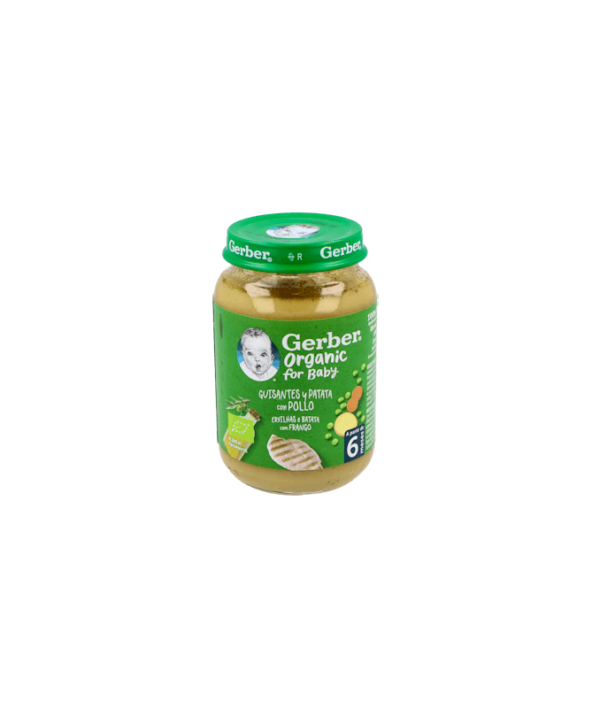GERBER ORG GUISANTE PATATA POLLO 190G – foto del producto cada gerber org
