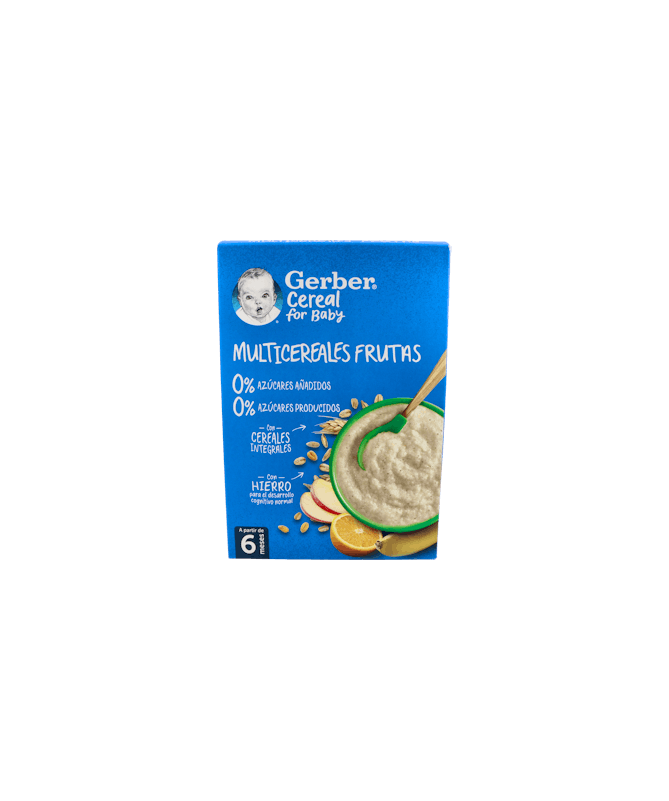 GERBER MULTICEREALES FRUTA 0% AZUCAR 270 – foto del producto cada gerber multicereales