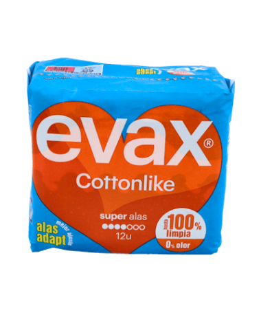 EVAX COMPRESA COTTONLIKE ALAS SUPER 14 U – foto del producto cada evax compresa