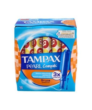 TAMPAX COMPAK PEARL SUPER PLUS 16 UNI – foto del producto tampax compak pearl