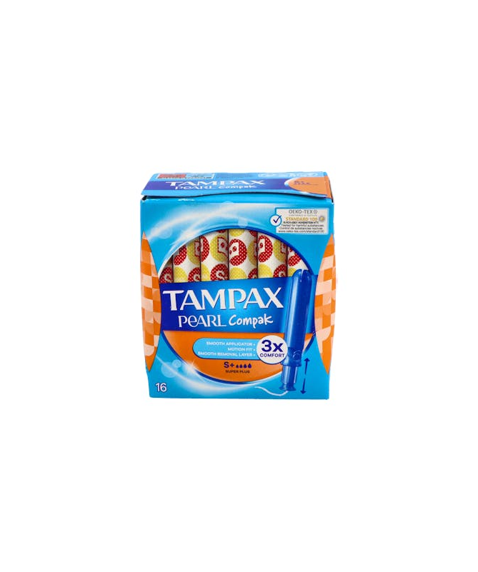 TAMPAX COMPAK PEARL SUPER PLUS 16 UNI – foto del producto tampax compak pearl