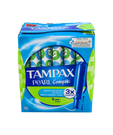 TAMPAX COMPAK PEARL SUPER 16 UNIDADES – foto del producto tampax compak pearl
