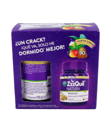 ZZZQUIL NATU MELAT MANGO PLATA 90U PACK – foto del producto cada zzzquil natu