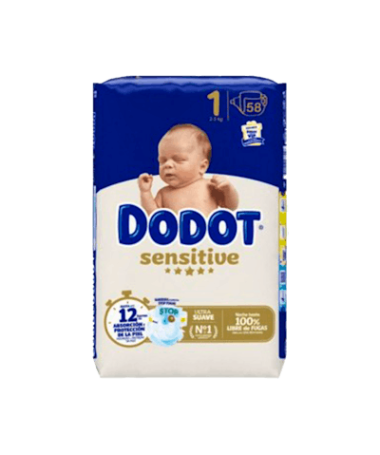 DODOT SENSITIVE T1 2-5 KG 58 UDS – foto del producto cada dodot sensitive