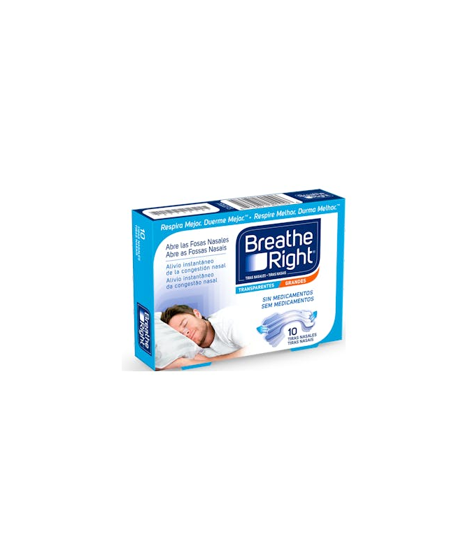 TIRAS NASALES BREATHE RIGHT GD TRANSP 10 – foto del producto cada tiras nasales