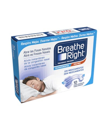TIRAS NASALES BREATHE RIGHT PQ TRANS 10U – foto del producto cada tiras nasales