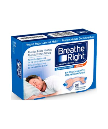 TIRAS NASALES BREATHE RIGHT GRANDES 30 U – foto del producto cada tiras nasales