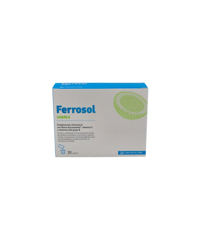 FERROSOL 20 SOBRES – foto del producto vitamina ácido hierro