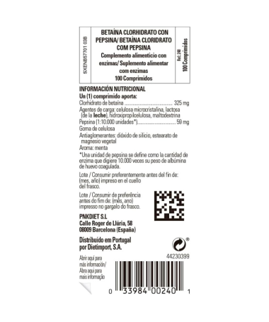 BETAINA CLORHIDRATO CON PEPSINA 100COMP – foto del producto clorhidrato pepsina celulosa