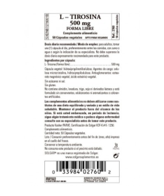 L TIROSINA 500MG 50CAP – foto del producto vegetal tirosina cápsula
