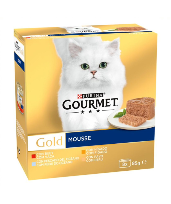 GOURMET GOLD MOUSSE SURTIDO CAJA 8X85GR – foto del producto sulfato monohidratado subproductos