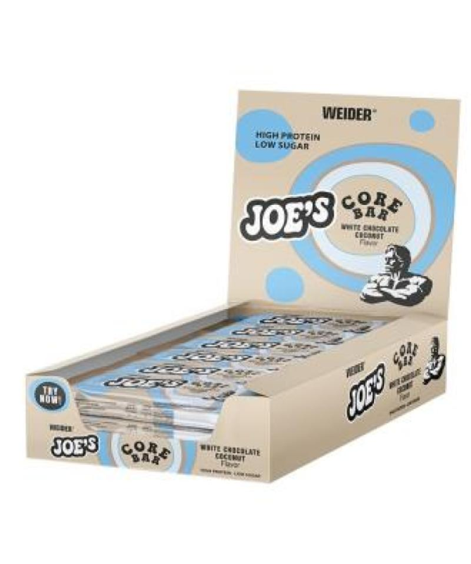 JOE S CORE BAR CHOCLATE BLANCO COCO 12X45GR – foto del producto edulcorante proteína blanco