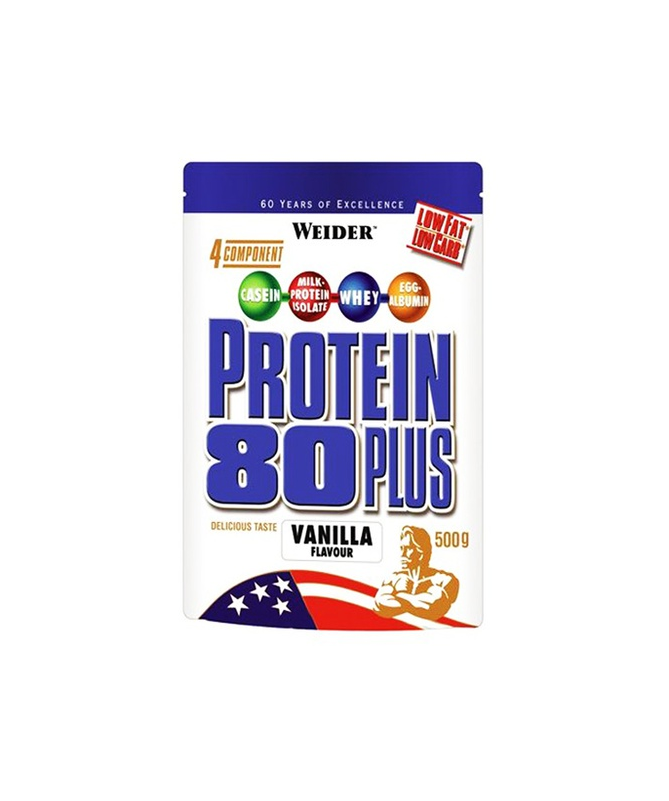 WEIDER PROTEIN 80 PLUS VAINILLA 500GR – foto del producto cálcico proteína leche
