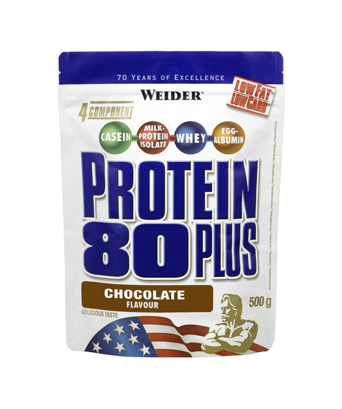 WEIDER PROTEIN 80 PLUS CHOCOLATE 500GR – foto del producto chocolate cálcico polvo