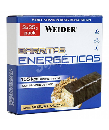 WEIDER BAR BARRITAS YOGURT MUESLI 24UDS – foto del producto polvo jarabe sacarosa