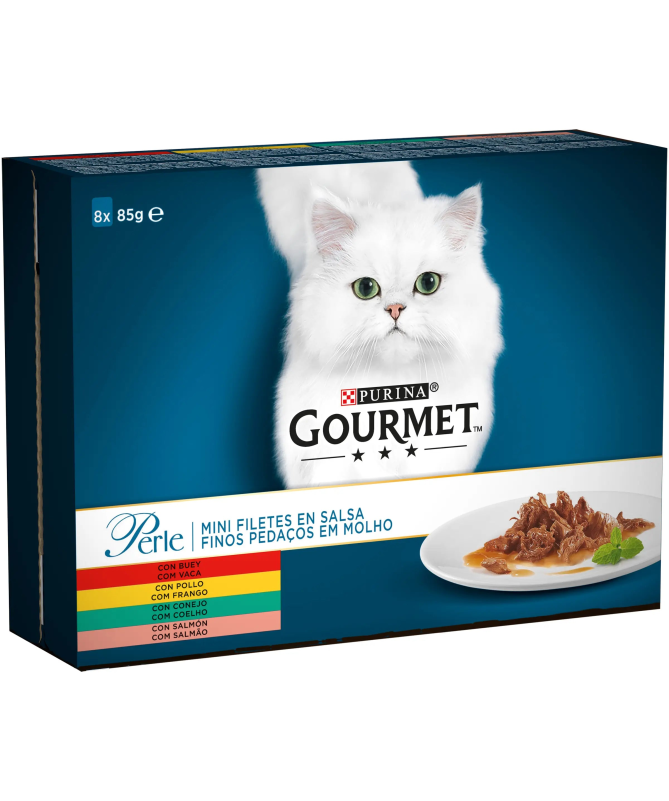 GOURMET PERLE LAMINAS POLLO CAJA 8X85GR – foto del producto subproductos carnes animales