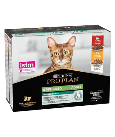 PRO PLAN FELINE STERILISED POLLO 26X85GR – foto del producto sulfato subproductos vit