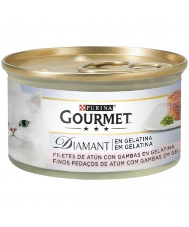 GOURMET DIAMANT LAMINAS ATUN GAMBAS GELAT 24X85GR – foto del producto gambas bruta gourmet