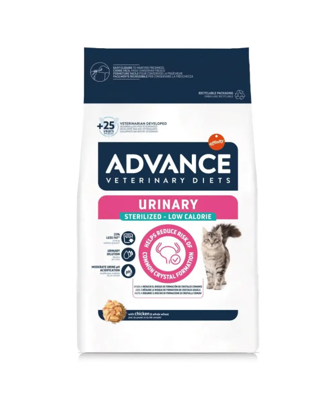 ADVANCE VET FELINE STERIL URINARY LOW 2 5KG – foto del producto bruta proteína maíz
