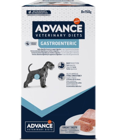 ADVANCE VET CANINE GASTROENTERIC POUCH 8X150GR – foto del producto bruta subproductos pollo