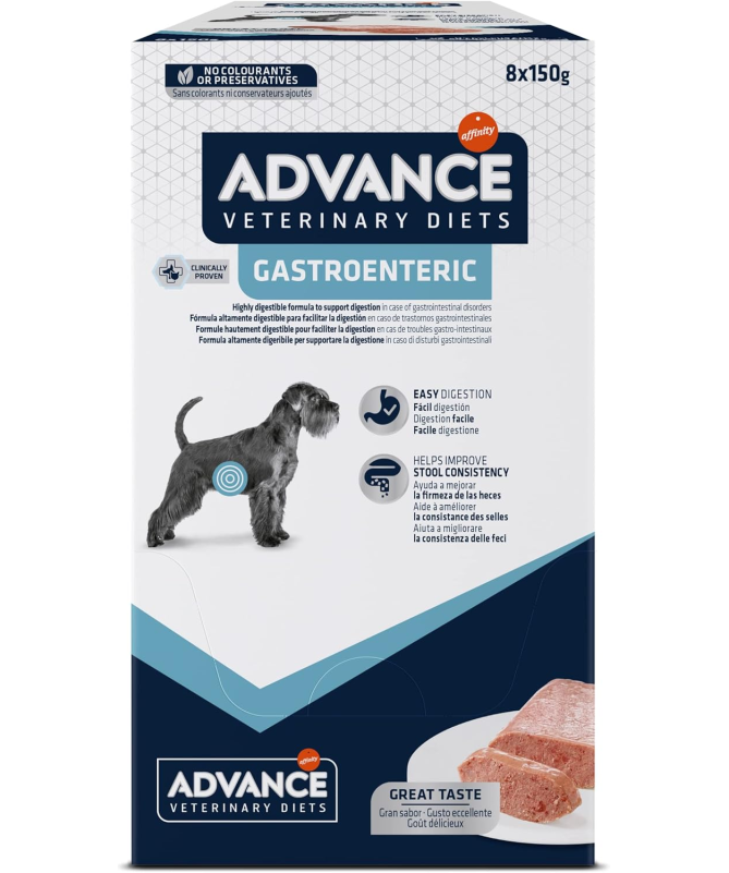 ADVANCE VET CANINE GASTROENTERIC POUCH 8X150GR – foto del producto bruta subproductos pollo