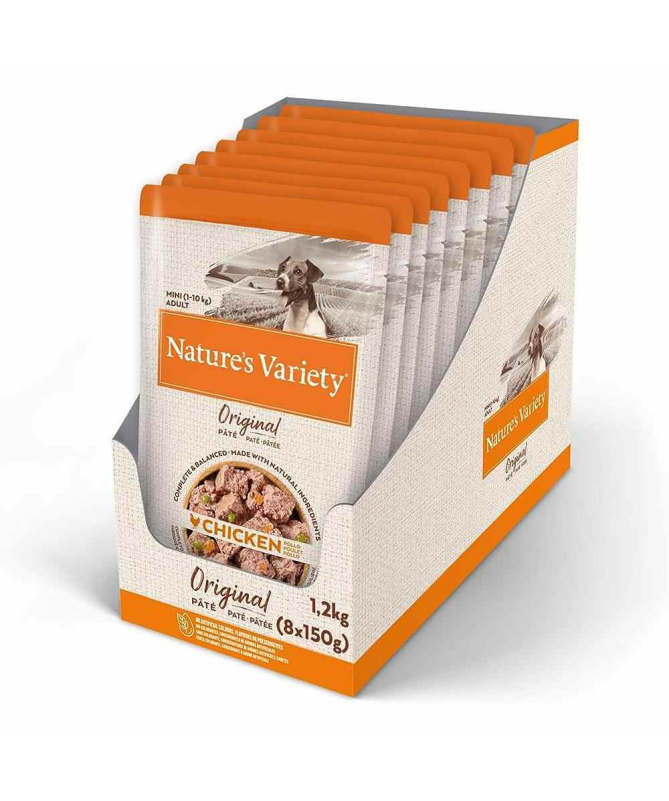 NATURE S V CANINE ADULT PATE MINI POLLO 8X150GR – foto del producto bruta pollo sulfato