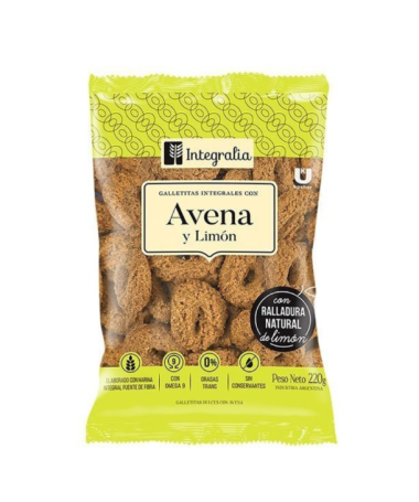 GALLETAS DE AVENA INTEGRALES SABOR LIMON 500GR – foto del producto gluten avena grasas