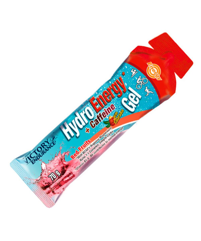 VICTORY ENDURANCE HYDRO ENERGY GEL RED FRUIT 24UD – foto del producto cafeína vitamina leucina