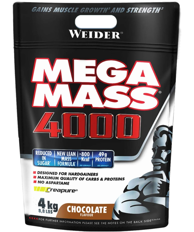WEIDER MEGA MASS 4000 CHOCOLATE 4KG – foto del producto leche proteína polvo