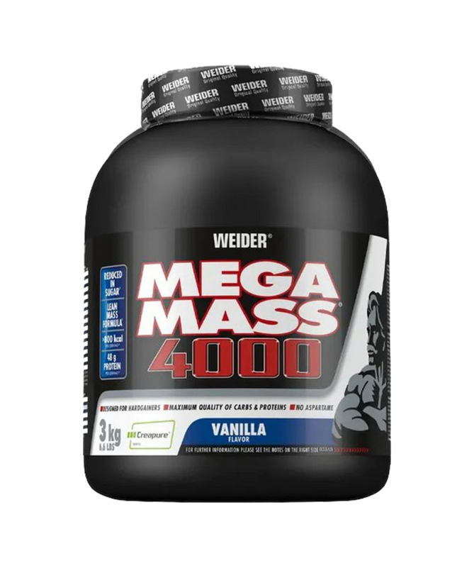 WEIDER MEGA MASS 4000 VAINILLA 4KG – foto del producto leche proteína ácido