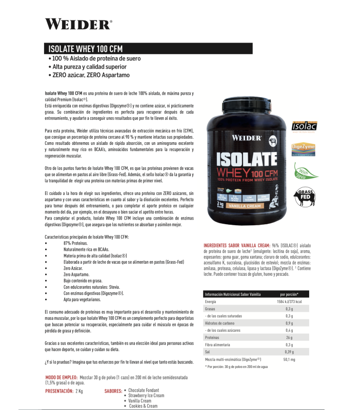 ISOLATE WHEY 100 CFM FRESA 2KG – foto del producto fresa 100 aroma