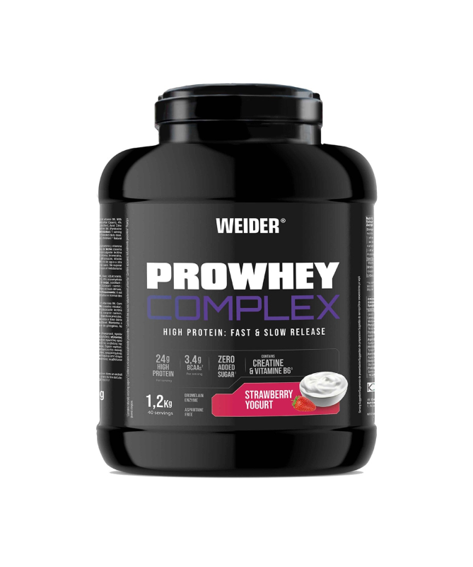 WEIDER PRO WHEY COMPLEX PROTEIN FRESA YOGURT 1 2KG – foto del producto leche polvo jarabe