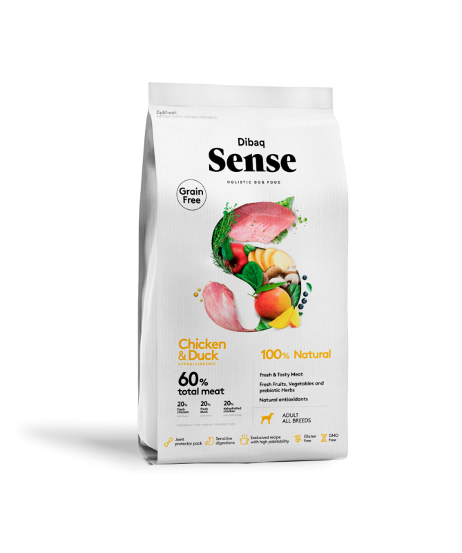 DIBAQ SENSE POLLO Y PATO PERRO ADULTO 2KG SG – foto del producto pollo sulfato carne